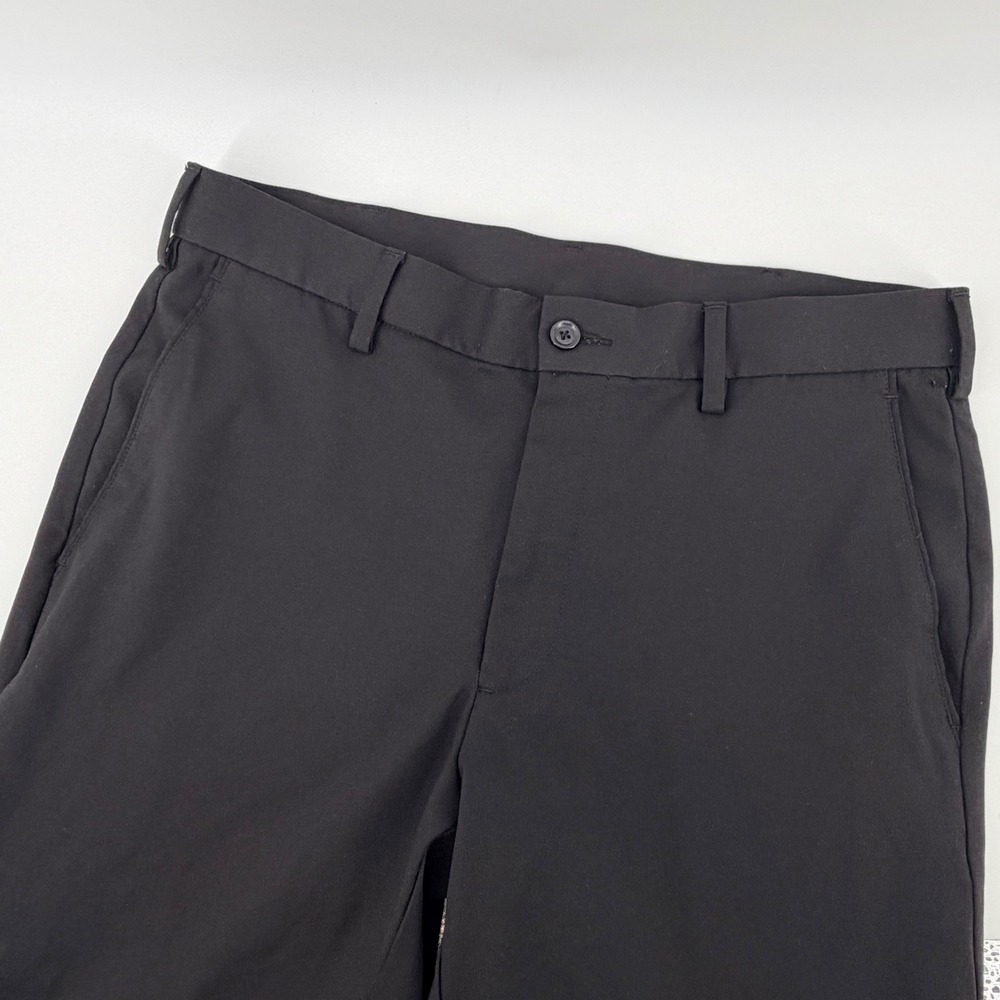 Savane Mens‎ Black Dress Pants Flat Front Straight Leg Trousers 32x30